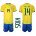 Brasilien Eder Militao #14 Barnkläder Hemma matchtröja till baby VM 2022 Kortärmad (+ Korta byxor) Billigt